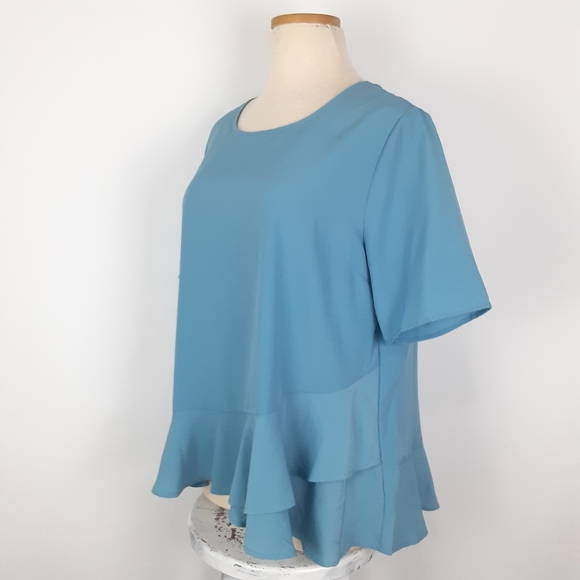 Plus Size Blue Boutique Ruffle Peplum Top - Picture 3 of 9